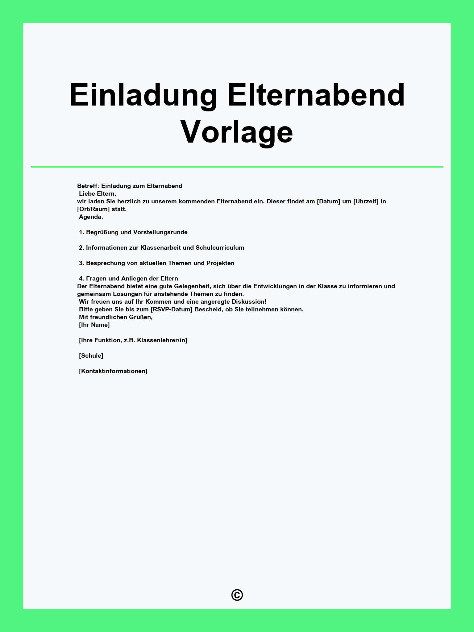 Einladung Elternabend Vorlage