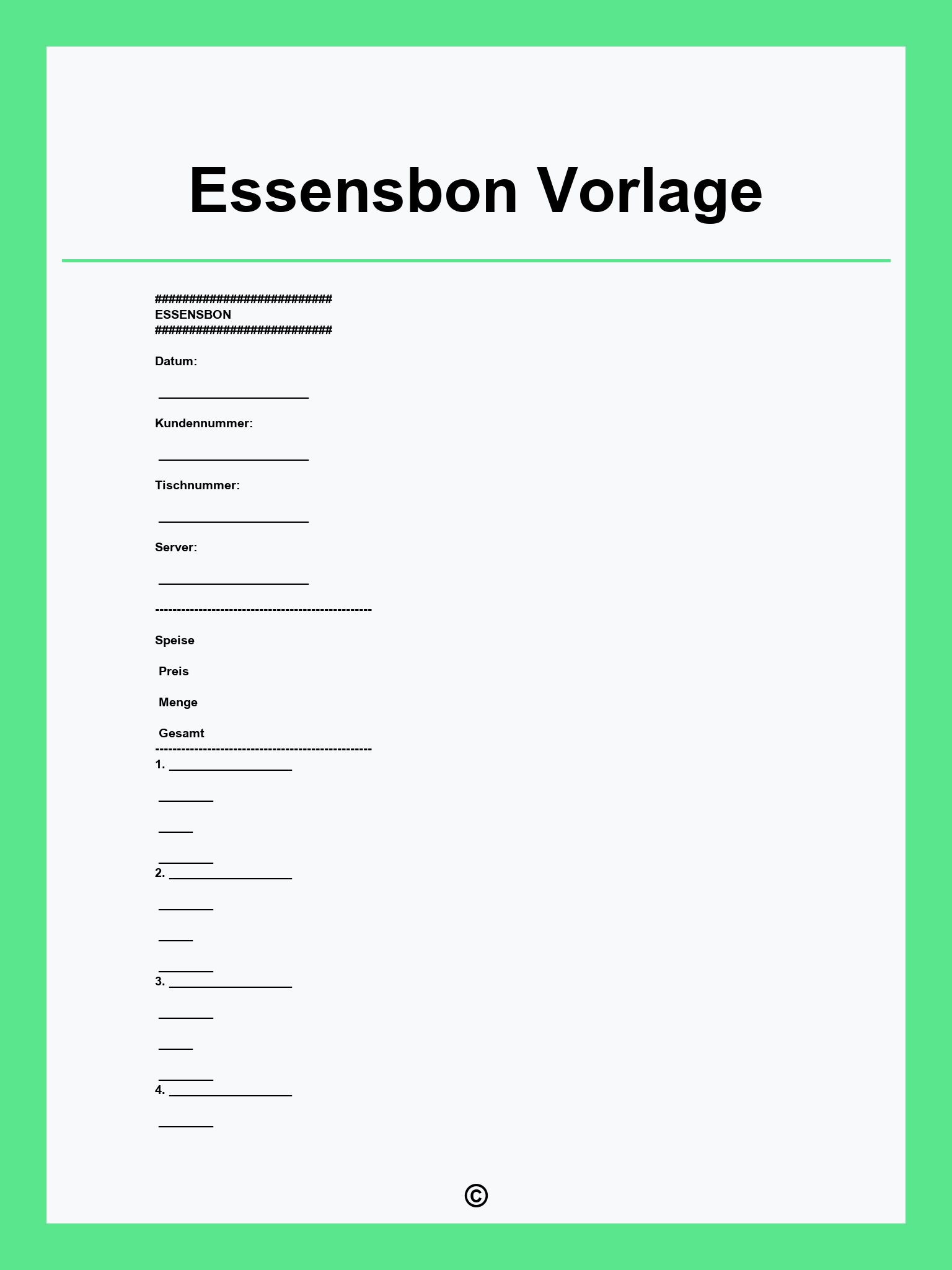 Essensbon Vorlage