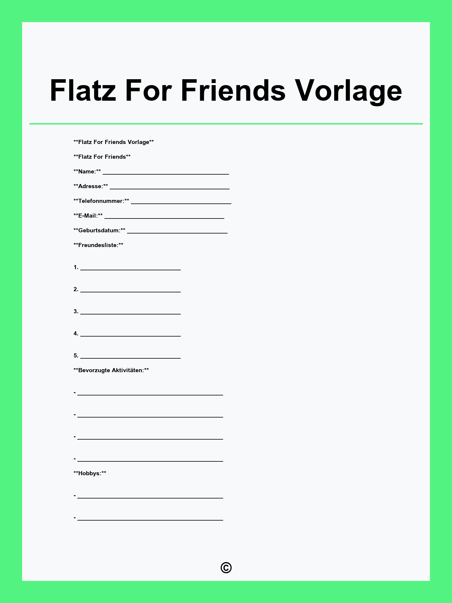 Flatz For Friends Vorlage