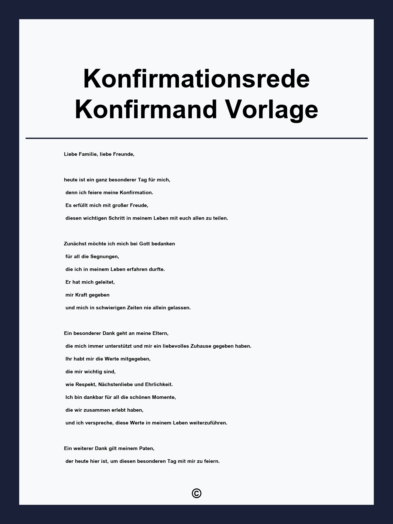 Konfirmationsrede Konfirmand Vorlage