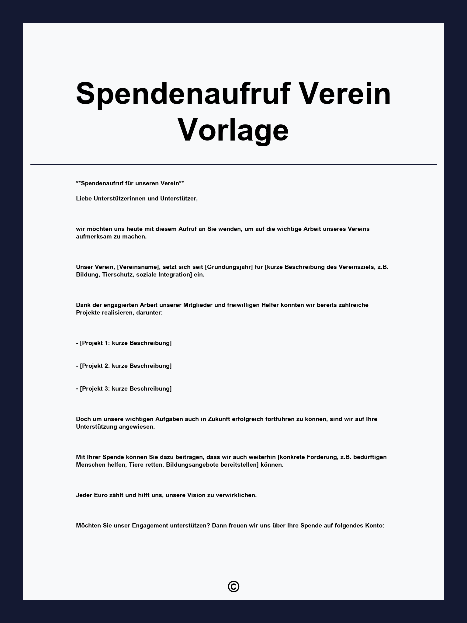 Spendenaufruf Verein Vorlage