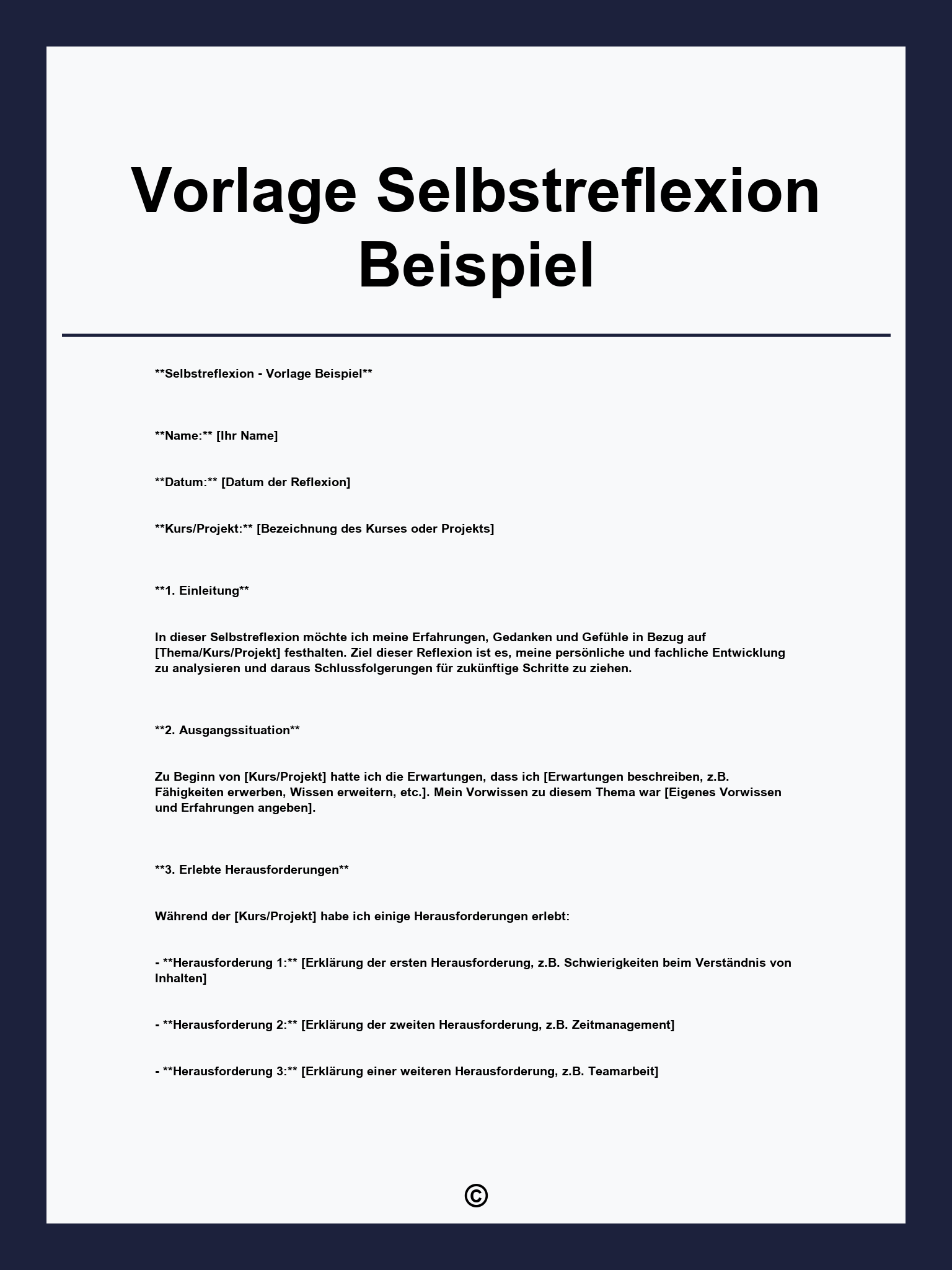 Vorlage Selbstreflexion Beispiel